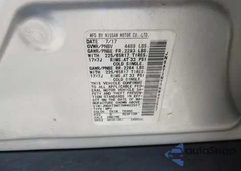 2017 Nissan Rogue S z USA, uszkodzony, nr VIN JN8AT2MT7HW402557